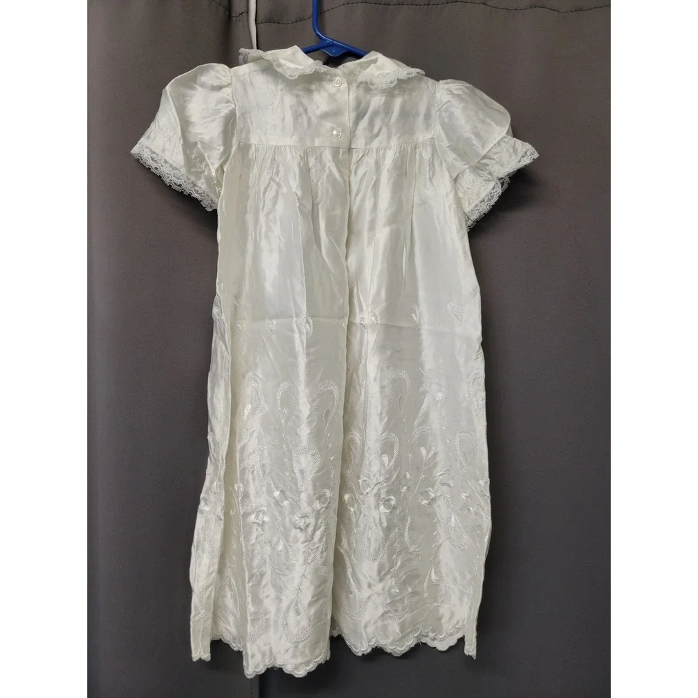 Madonna Christening Gown Ivory Lace Embroidered Bonnet‎ Set Size Large 16-26 lbs
